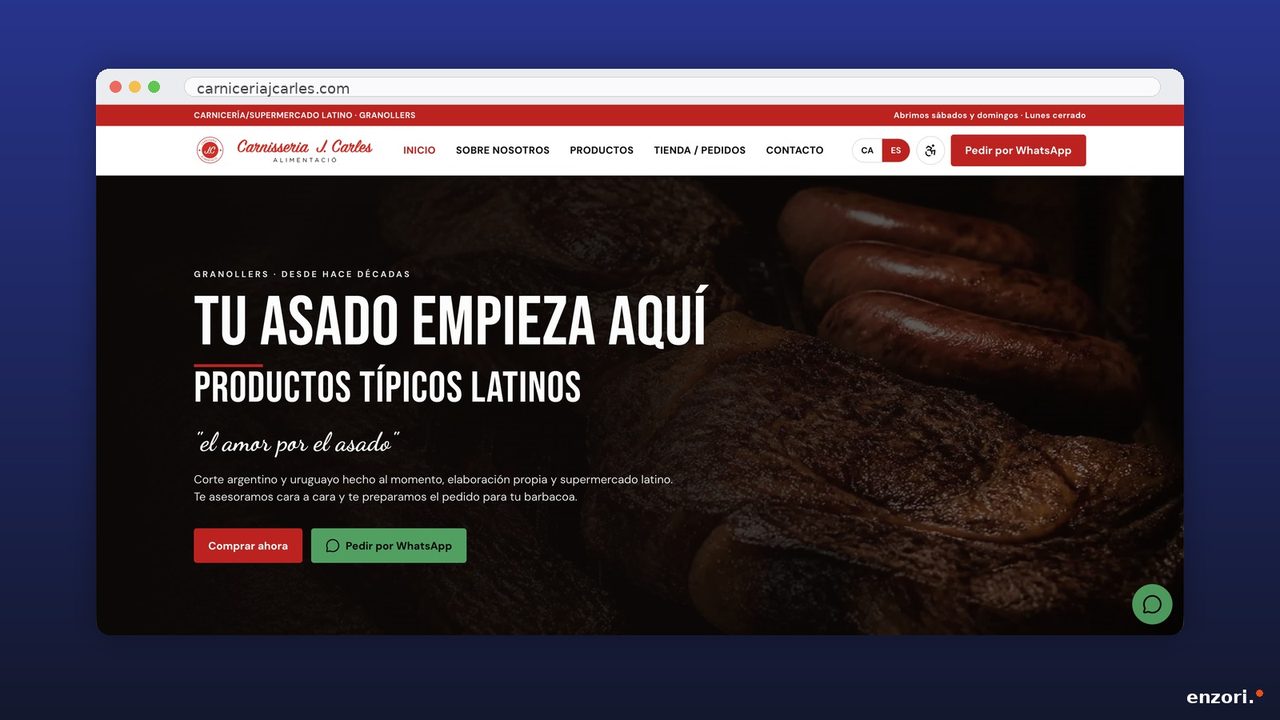 Web de Carnisseria J. Carles — Carnisseria llatina · Granollers